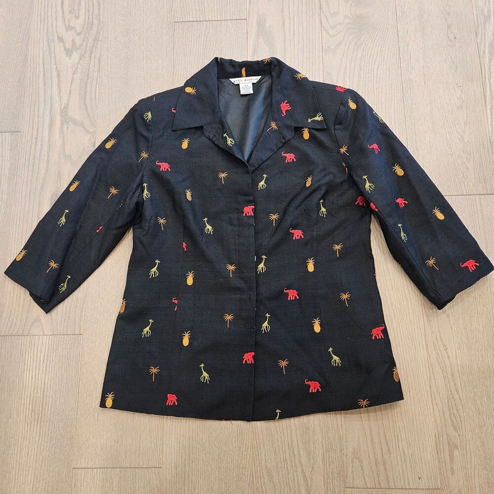 Vintage Y2K Peter Martin Women’s Sz 10 3/4 Sleeve Jacket 100% Silk Wearable Art